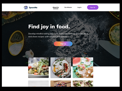 SpoonMe Landing Page hero banner landing page product design web app