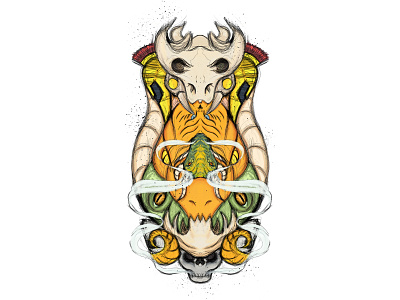 Multihead design dragon frog goat helmet horn illustration multihead sketch skull snake wacom warrior