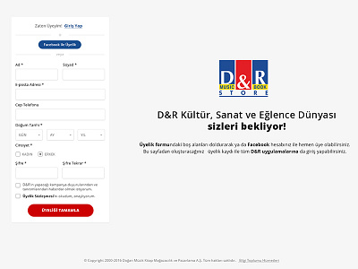 D&R Register Page ecommerce form register shop