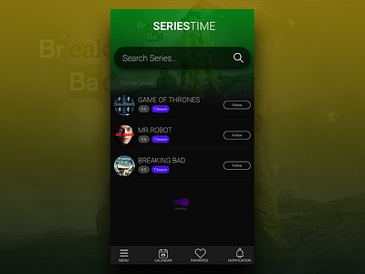 Series Time android app design follow ios mobile movie search series tv series ui ux