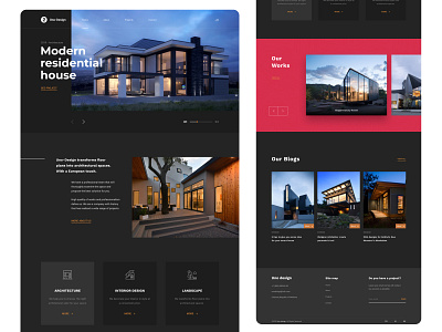 Modern residential house website architecture clean concept creative design homepage house house landing page landing page minimalist ui ux