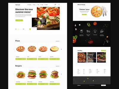 MyFood-Conceptual food website clean e commerce eat food interface landing page minimalist pizza restaurant ui ux website design