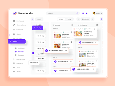 Meal Planner Section for Hometender | Home Management App