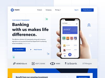 Crypto Banking Platform for PuriFi bank landing page banking blockchain crypto banking crypto exchange crypto website cryptocurrency ethereum finance landing page