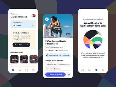 Fitness & Sport Class booking app design | Fitardo brand design branding class booking fitness app fitness studio gym mobile app online classes online fitness sports app workout app