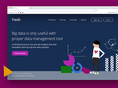 webpage mockup for data management tool bigdata data management illustraion webdesign website
