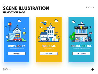 Scene illustration app branding design icon illustration typography ui