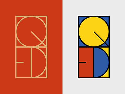 Q.E.D. geometry id lettering logo shape