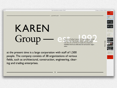 Karen Group / Presentation pdf presentation sans serif typography