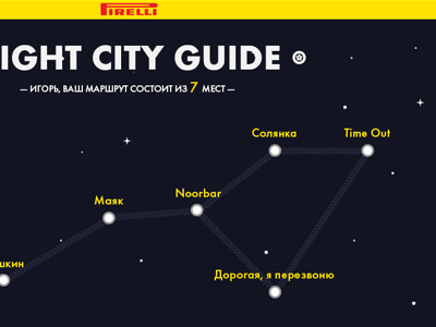 Night City Guide / Concept constellation illustration map point route star tire web