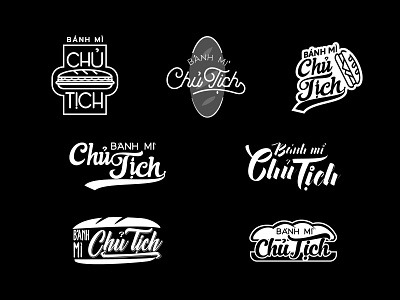 Logo typography Bánh mì Chủ Tịch branding design flat icon illustration lettering logo type typography vector