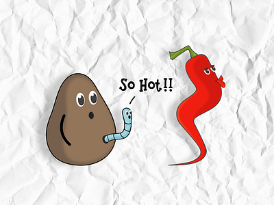 So Hot!! adult avacado cartoon chillie digitalart funny illustraion illustrator inkscape worm