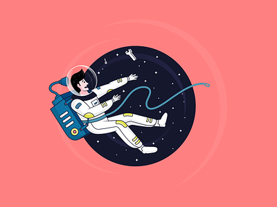 Lost in space art astronaut broken colorful digitalart dribbble fall illustraion inkscape lost space spaceman
