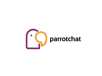 parrotchat logo app bird branding business chat chat app commerce company design icon illustration logo logotype monogram logo monoline monoline logo parrot logo talk vector