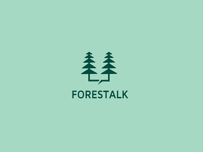 forest talk app branding company design icon illustration logo monoline pine professional safety simple speak speech bubble talk template thinking tree trees vector