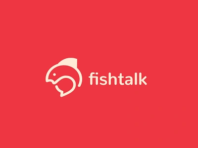 fishtalk logo animal app aquarium branding chat company design fish fishing food illustration logo media monoline negative space logo ocean ocean logo seafood tallk web