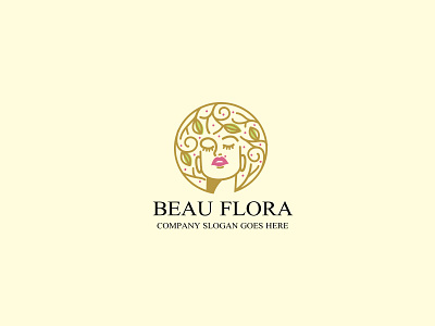 beauflora LOGO beauty branch branches branding cosmetics face hairstyle leaf leaves logo nature negative space organic rough skin care skincare tree tree logo woman