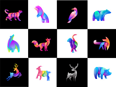 animal gradient colorfull logo