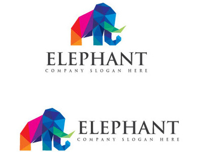 elephant logo animal brand colorful communication company creative mamouth media vector wild