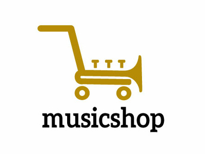 music shop app branding buy commerce company design download icon illustration logo marketplace media melody monoline music sell shop store vector web