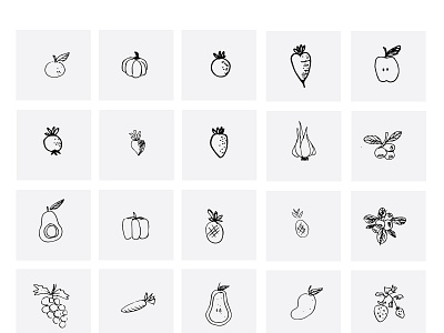 vege app branding company design fruit handrawn logo icon illustration logo vector vegetable