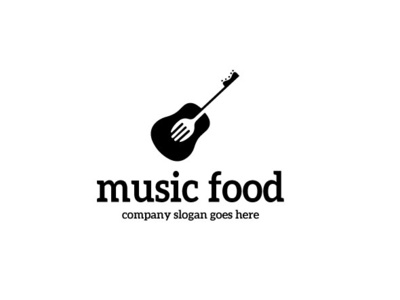 music food app branding company design food food app foodie guitar logo monoline music sound vector