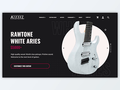 Kiesel Guitars - White Aries (animated UI concept) adobe xd after effects animation guitar kiesel product page ui design web design website concept