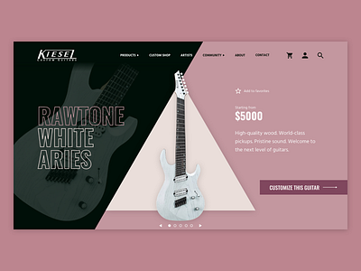 Kiesel Guitars UI Mockup [3/4] adobe xd branding guitar guitars kiesel product page ui ui design