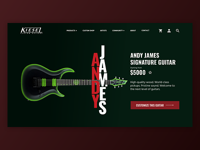 Kiesel Guitars UI Mockup [4/4] adobe xd branding guitar guitars kiesel product page ui ui design