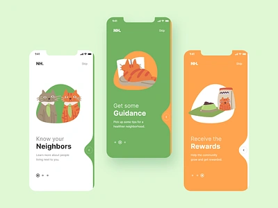 Neighborhood App Onboarding adobe app clean dailyui design interaction mobile onboarding swipe ui xd xddailychallenge