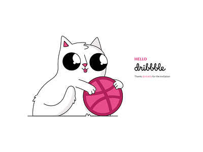 Hello Dribbble cat character hello illustraion