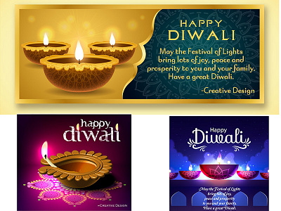 Diwali facebook cover and feed designe banner design flax logo