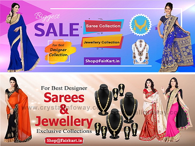 Sarees and Jewellery banner banner design flax logo