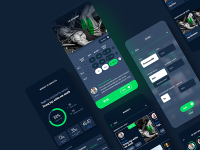 Fitness Social UI app dark ui design fitness interface design mobile app product design ui design