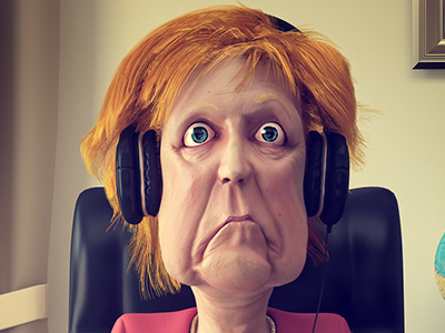 Merkel caricature cartoon illustration photoshop sculpt zbrush