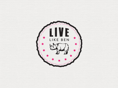 Live Like Ben stars rhino logo design pink