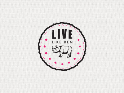 Live Like Ben logo design pink rhino stars