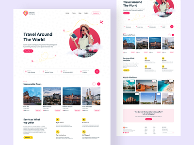 Check In Travel - Travel agency landing page design fly tours travel trip ui ux webdesign