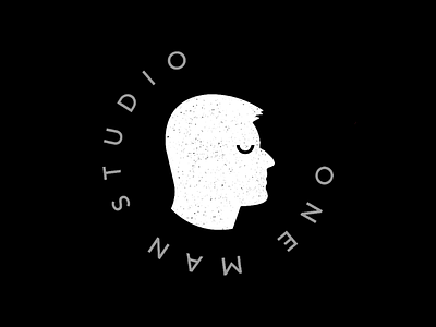 One man studio 2d black and white brand identity branding head illustration inspiration lettering logo man minimalist silhouette typography