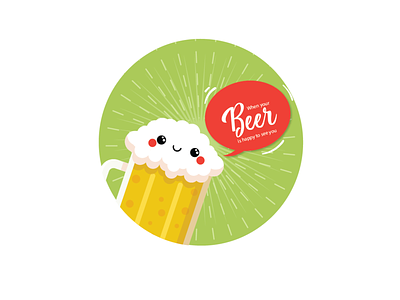 Happy beer beer coaster coaster design cute face happy beer sticker mule