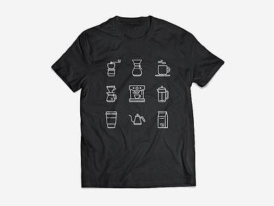 Coffee Icons - Updated + T-Shirt chemex coffee cup drip espresso french grinder kettle over pour press starbucks
