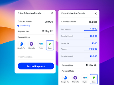 Online payment Breakups - App Design