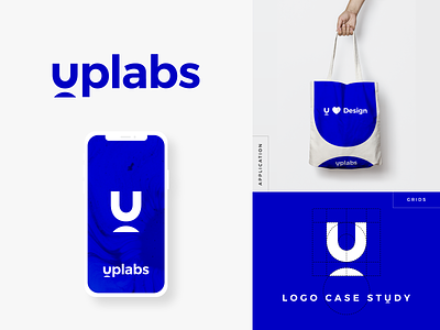 Uplabs Logo Case Study (Behance) behance blue brand design brand identity branding clean creative flat graphic design icon logo application logo case study logo grids logo redesign uplabs
