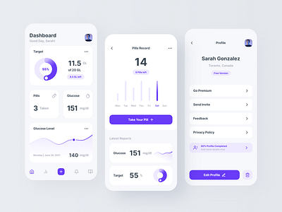 Glucose Level Control App - UI Screens