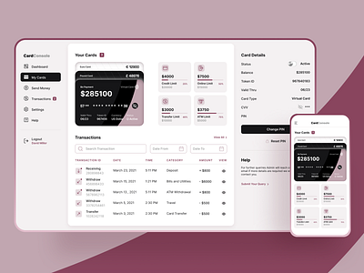 Fintech Responsive Dashboard Design banking card clean dashboard design fintech icon payments product product dashboard product desginer product design product ui product ux transfer ui uiux user experience user interface user research