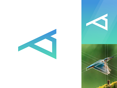 TT Bird Logo abstract bird blue branding creative design flat gradient graphic design green grid icon logo t