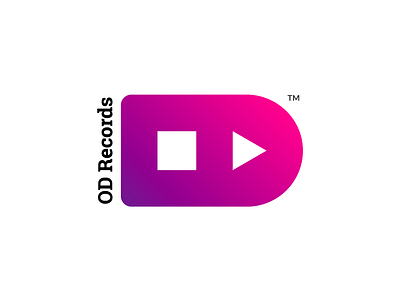 OD Records Logo abstract branding clean creative d design gradient graphic design music neat o od play stop typography