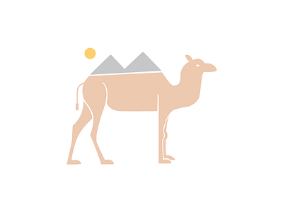 Camel + Pyramids of Giza + Sun