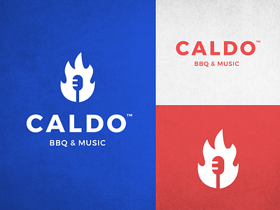 CALDO Logo abstract bbq clean design fire graphic design guitar logo mic music negative space logo restaurant