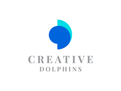 Creative Dolphins Logo abstract advertising blue branding c clean communication creative d design dolphins flat graphic design icon logo negative space logo typography